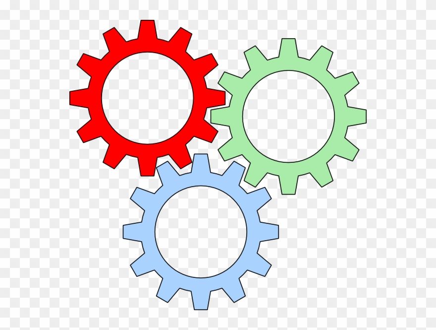 Original Png Clip Art File Tri-color Gears With Outline Transparent Png