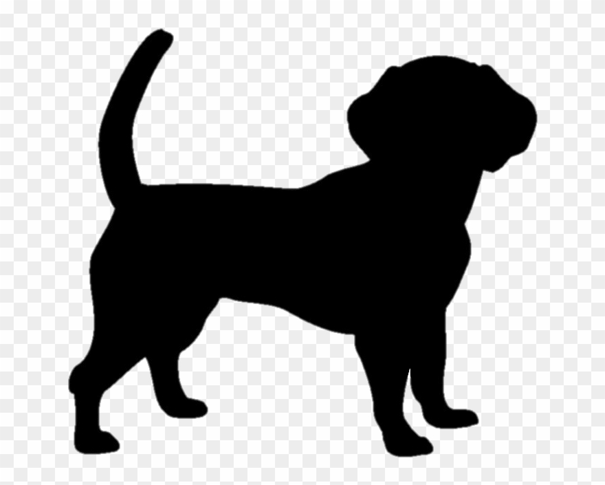 Black And White Clip Art Of A Pup - Sylwetka Psa - Png Download