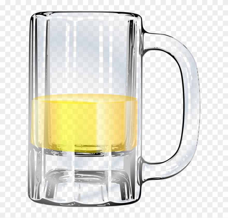 Pub Clipart Beer Stein - Half Empty Beer Glass - Png Download