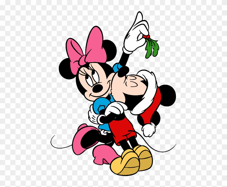 Mailbox Mickey Kissing Minnie Under Mistletoe - Minnie And Mickey Christmas Clipart