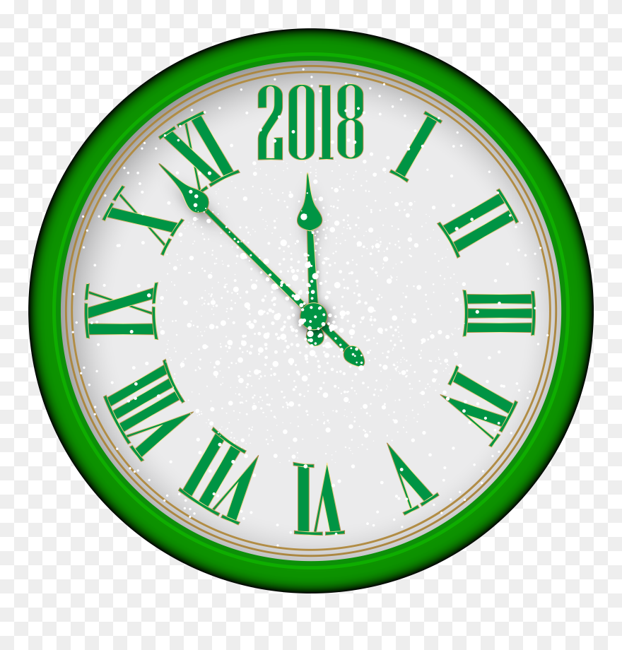 2019 New Year Green Clock Png Clip Art - Clock Stock Transparent Png