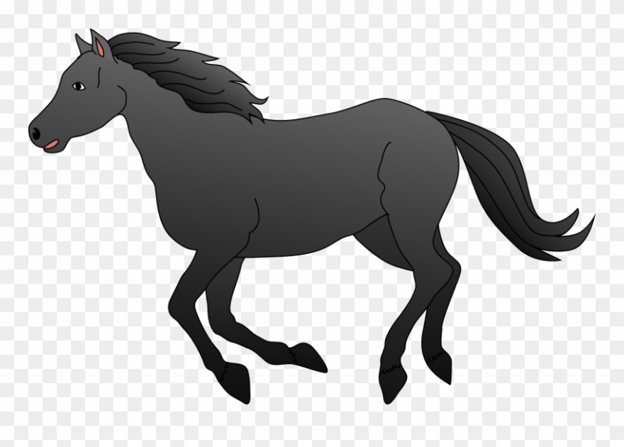 Black Horse Galloping Free - Clipart Picture Of Horse - Png Download