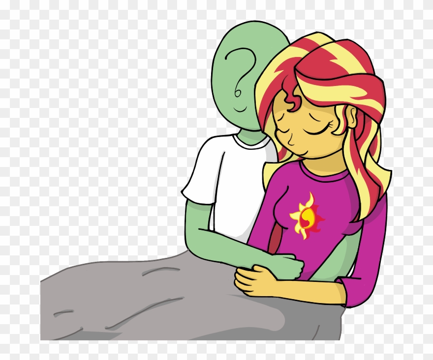 Artist Zharkaer Blanket Clothes Cuddling Equestria - Sunset Shimmer Anon Clipart