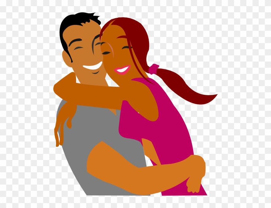Couple Hugging Clip Art - Clipart Couple Black - Png Download
