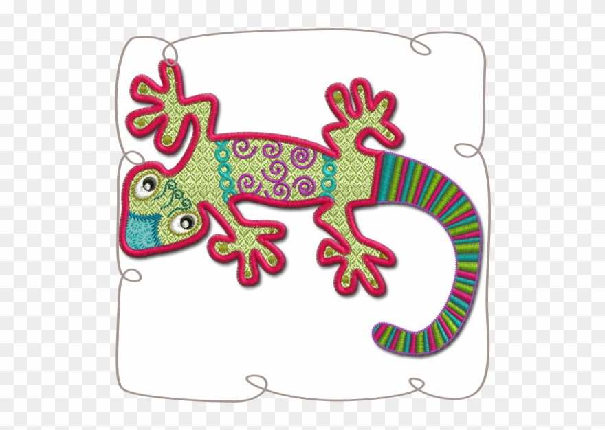 Crazy Gecko Applique - Machine Embroidery Clipart