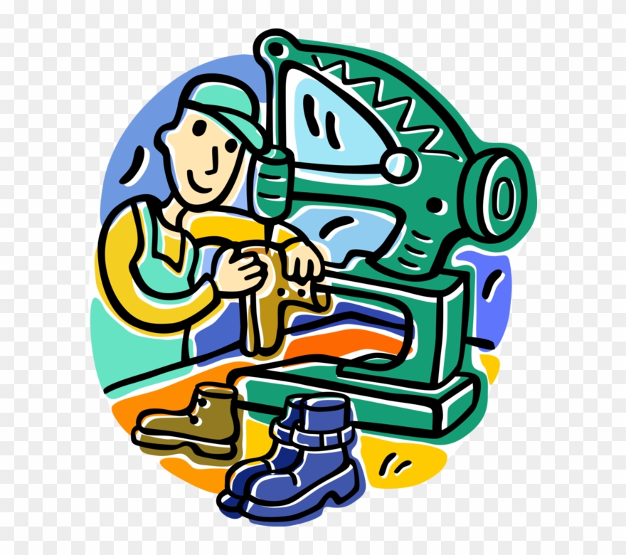 Vector Illustration Of Cobbler Shoemaker Makes Footwear - Shoemaking Clipart