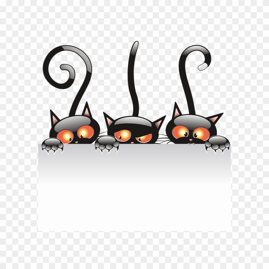 Cats Cartoons Halloween Clipart Black Cat Kitten - Halloween Black Cat Png Transparent Png