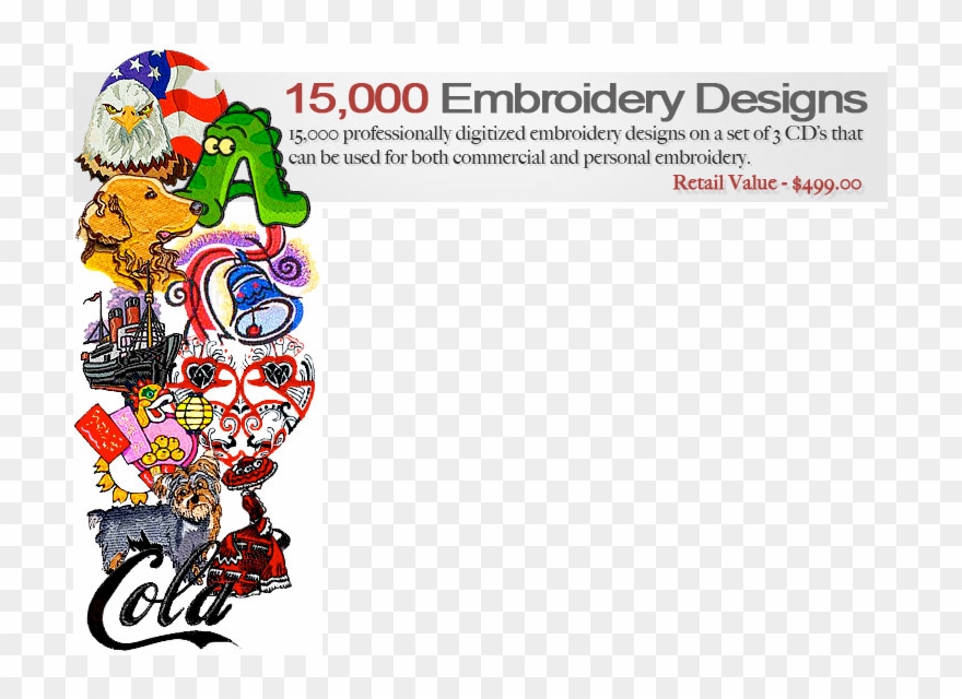 The 15,000 Embroidery Designs Cd Has Over 15,000 Professionally - Patriotic Eagle Embroidery Design Clipart