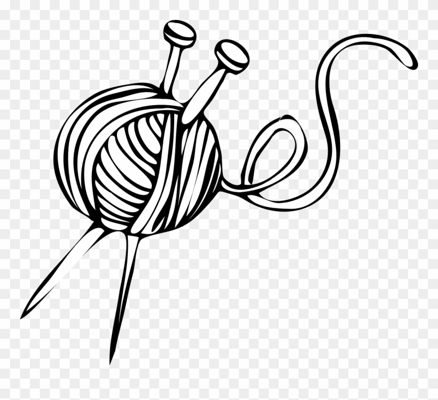 White Yarn Ball With Knitting Needles Clip Art - Knitting Needles And Yarn Clip Art - Png Download