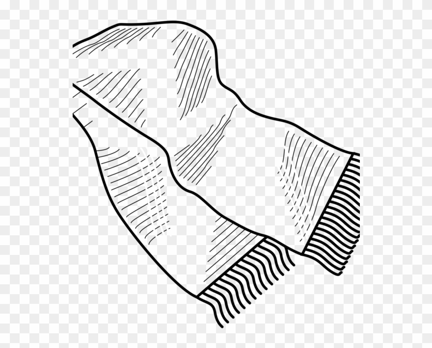 Scarf Winter Clothing Drawing Black And White - Scarf Clipart Black And White - Png Download