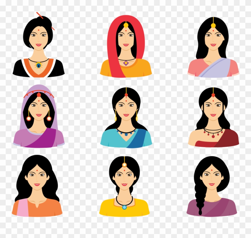 Indian Woman Group Traditional Dress Clipground - Indian Woman Vector Png Transparent Png