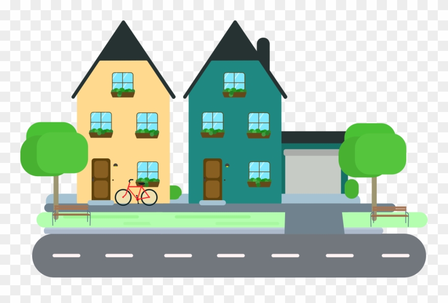 Sensational Design Neighborhood Clipart House Clip - Houses Cartoon Png Transparent Png