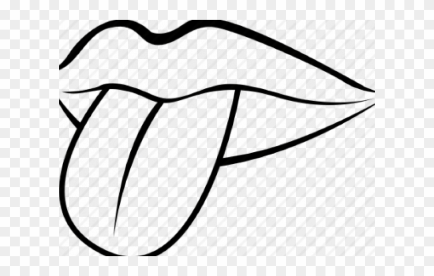 Drawn Tongue Clip Art - Lip And Mouth Black And White Clipart - Png Download