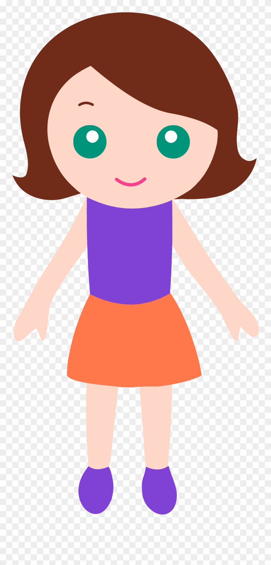 Clipart Of Twins With Brown Hair And Blue Eyes - Girl Clip Art - Png Download