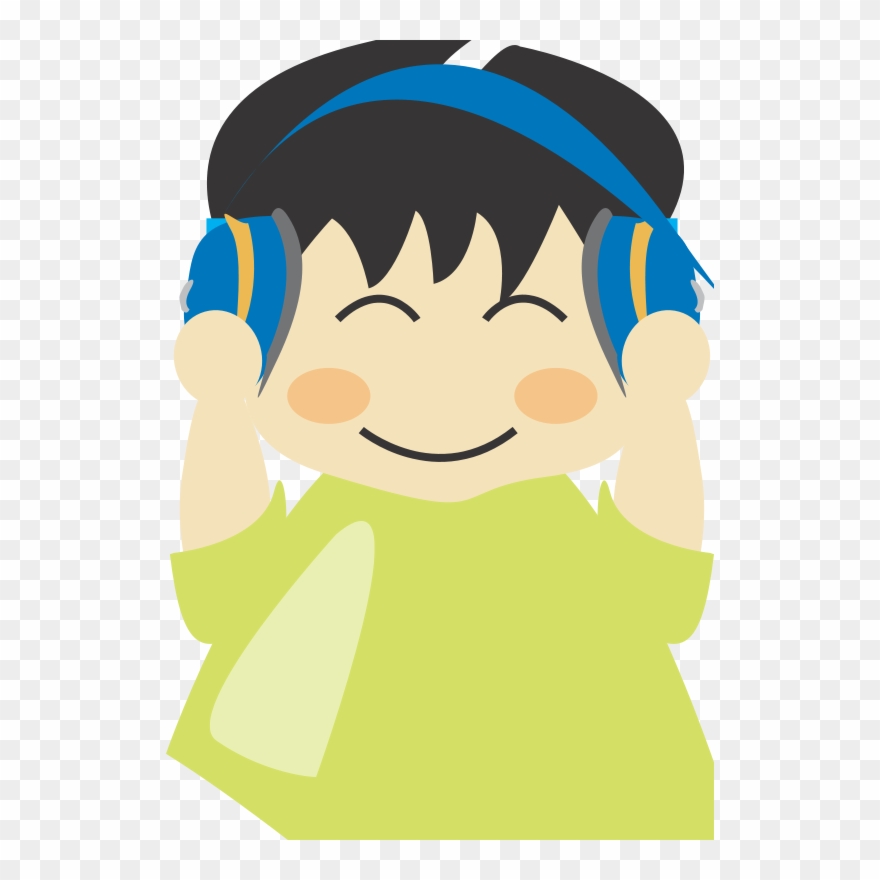 Free Yellow Headphone Free Boy With Headphone1 - Boy Wearing Headphones Clipart - Png Download