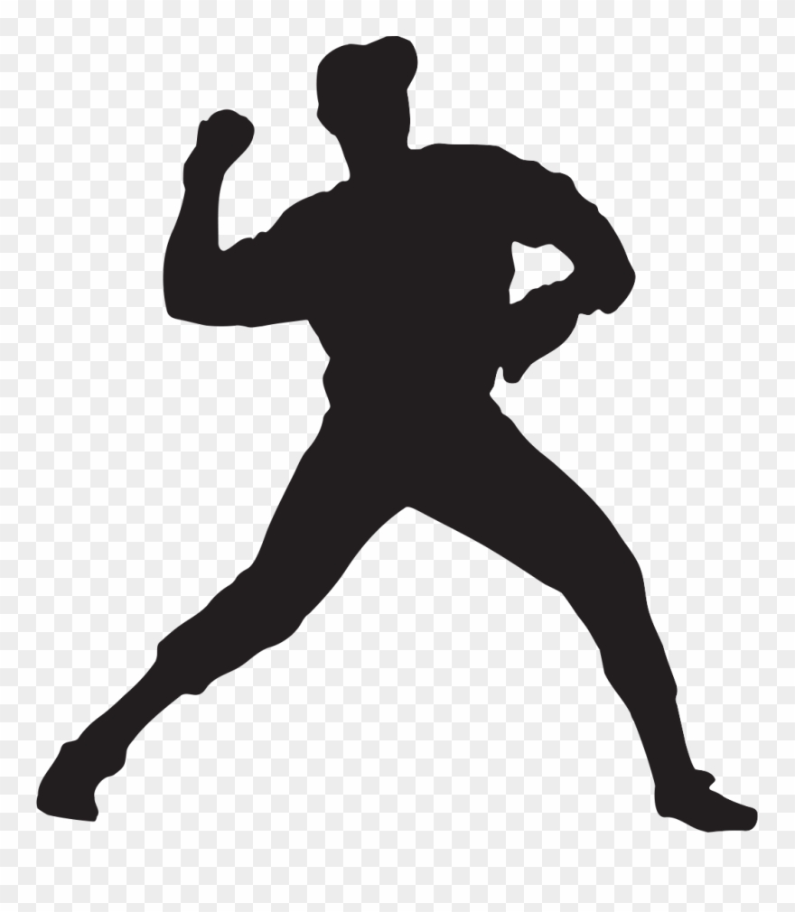 Baseball Player Silhouette Clipart - Baseball Pitcher Clipart No Background - Png Download