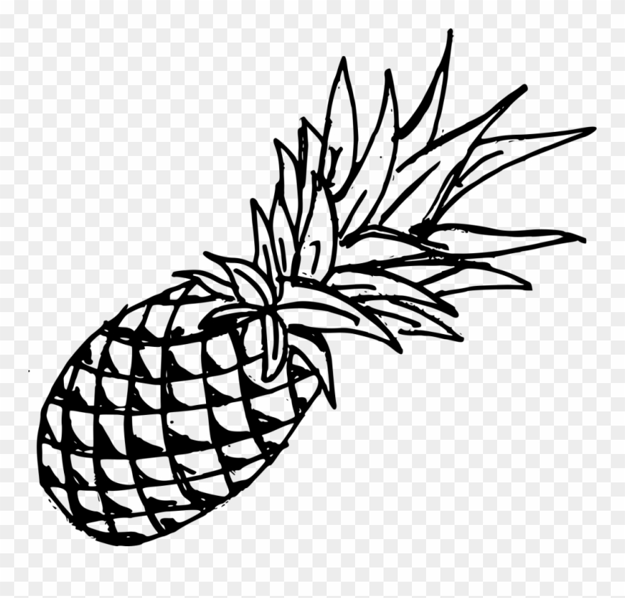Drawing Pineapple Template - Black Pineapple Transparent Background Clipart