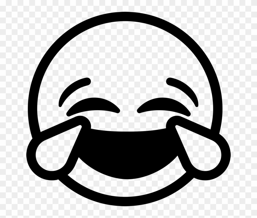 Laughing Tears Emoji Rubber Stamp - Laughing Emoji Black And White Clipart
