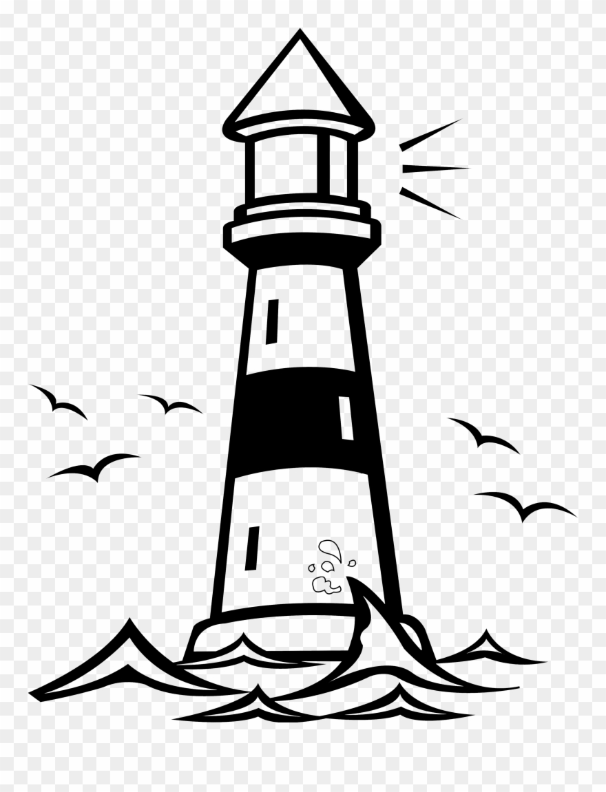 Cliff Clipart Lighthouse - Lighthouse Black And White Clipart - Png Download