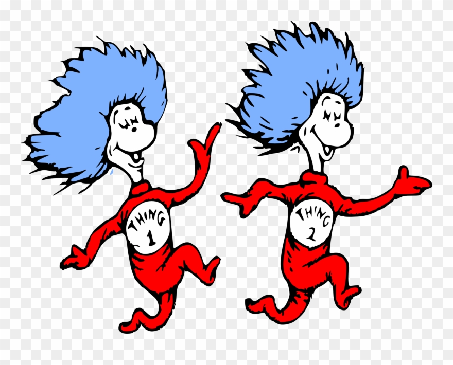 Wall Dr Seuss Thing 1 Amp Thing 2 Character Kids Room - Dr Seuss Characters Png Clipart