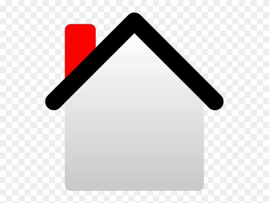 Clip Art 2d Gray House With Black Roof And Red Chimney - Clip Art - Png Download