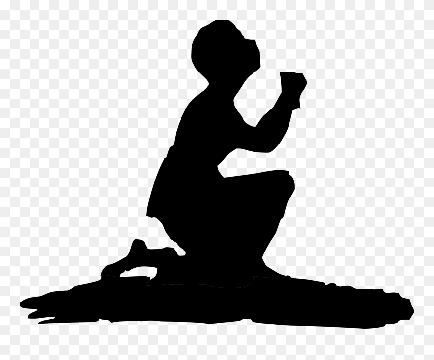 Prayer Hands Cartoon - Man Kneeling Clipart - Png Download