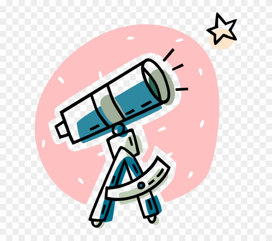 Vector Illustration Of Optical Telescope Observes The - Telescope And Stars Clipart - Png Download