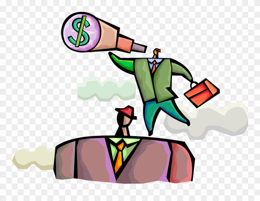 Vector Illustration Of Businessman Surveys Economic Clipart