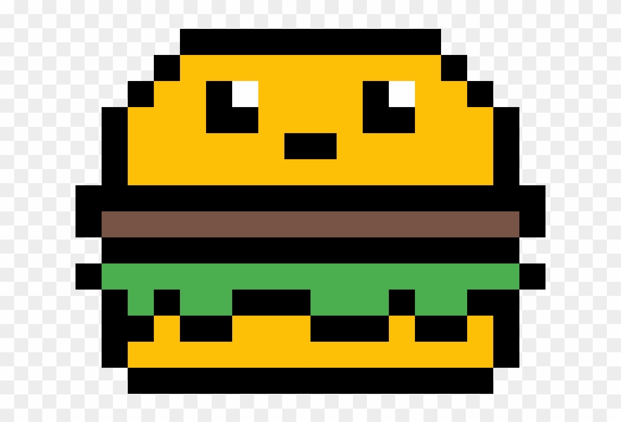 Kawaii Hamburger - Pixel Art Easy Clipart