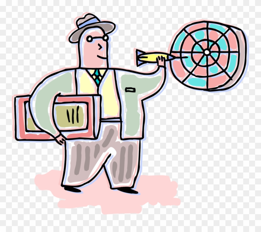 Vector Illustration Of Businessman Plays Darts With Clipart