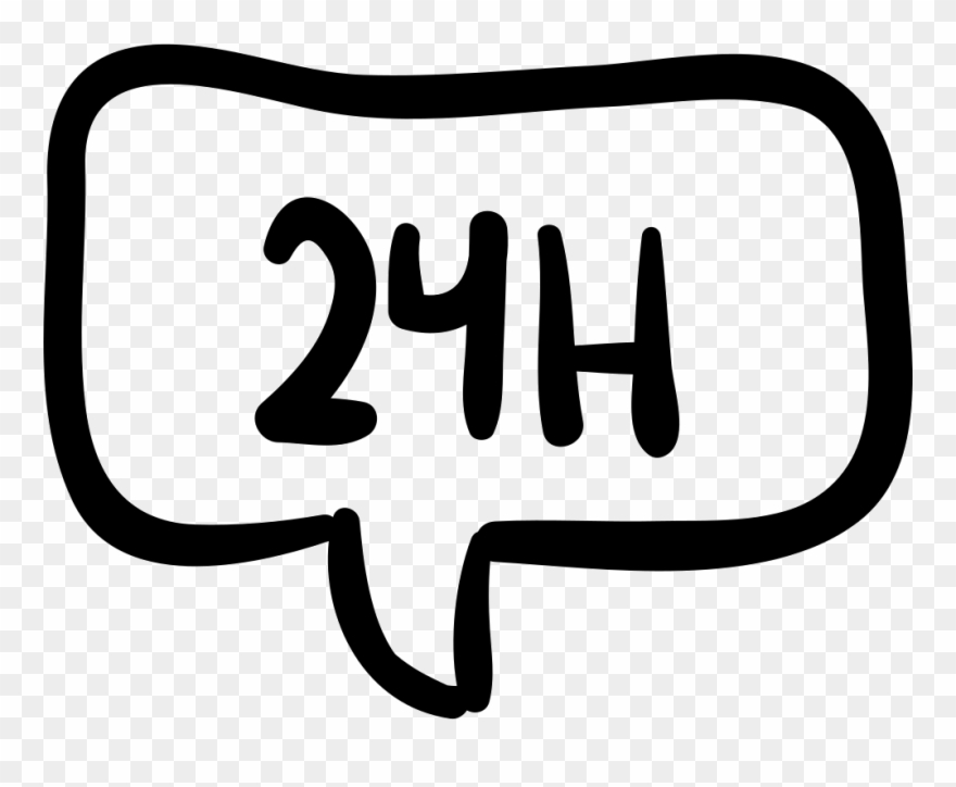 24 Hours In Speech Bubble Hand Drawn Commercial Signal - Scalable Vector Graphics Clipart