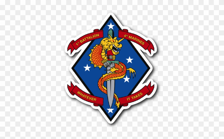 1/4 Dragon Sticker - 1st Battalion 4th Marines Logo Clipart
