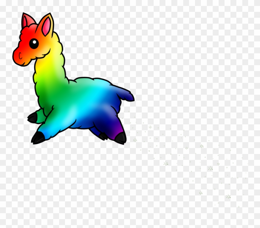 Rainbow Llama - Cartoon Rainbow Llama Clipart