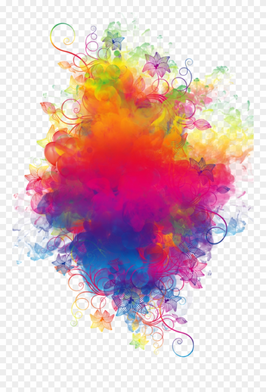 Boom Smoke Colorful Watercolor Rainbow Flowers Colorspl - Colored Smoke Background Png Clipart