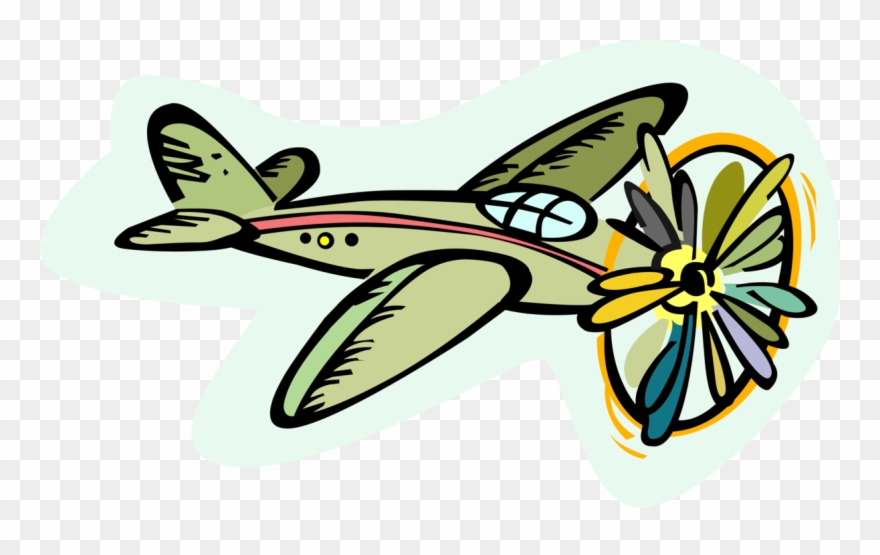 Vector Illustration Of Propeller Aircraft Airplane - Monoplane Clipart