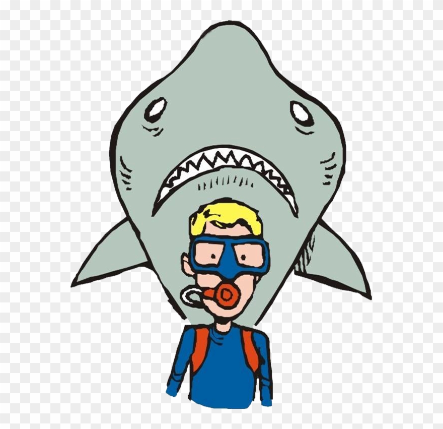 Clipart Shark Underwater - Shark Scuba Diving Clip Art - Png Download
