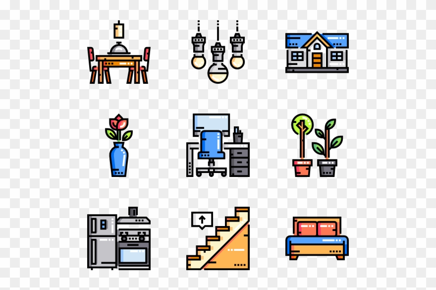 Home & Living 50 Icons Clipart