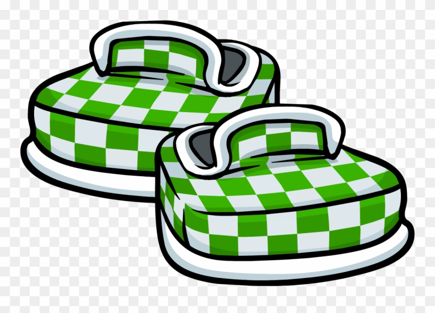 Vector Free Green Checkered Shoes Club Penguin Rewritten - Club Penguin Shoes Clipart