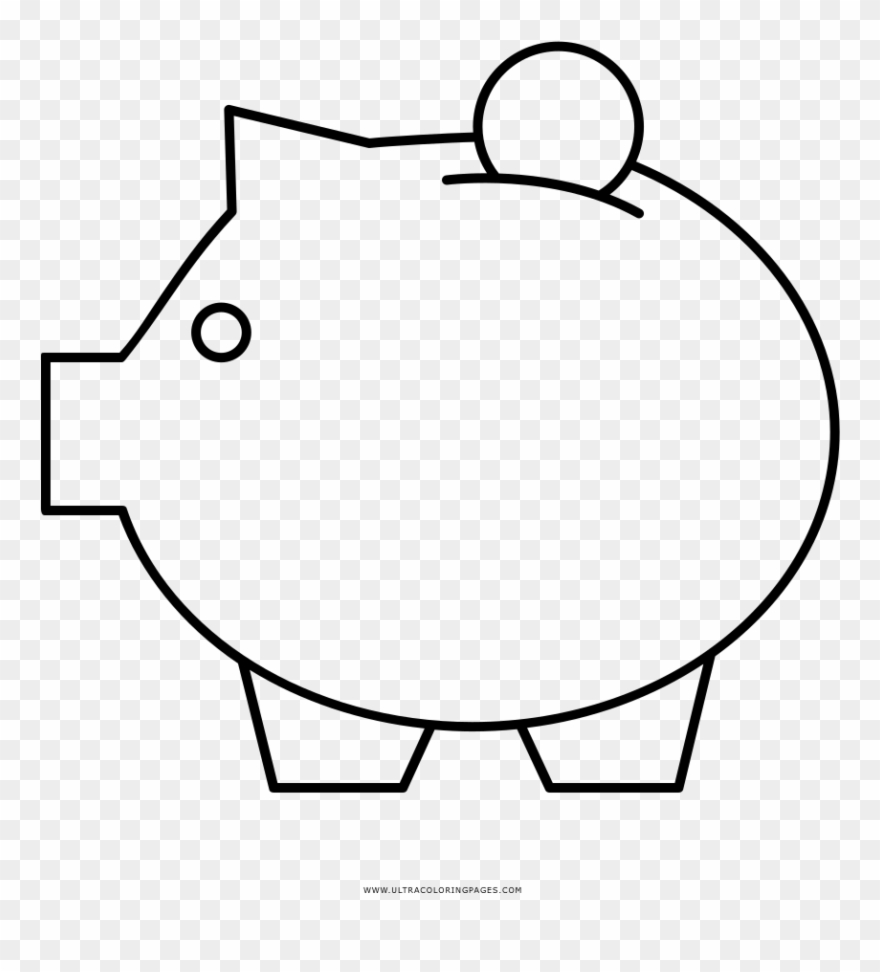 Piggy Bank Coloring Page - Line Art Clipart
