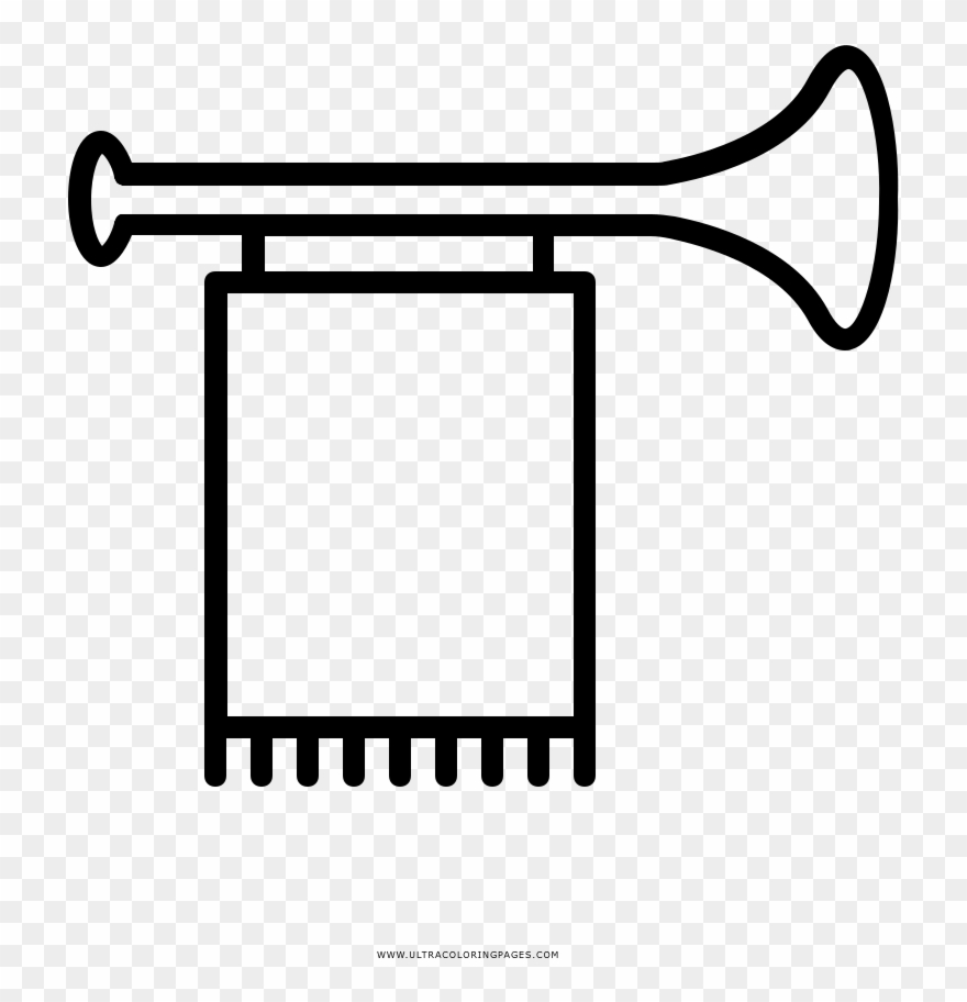 Bugle Coloring Page - Medieval King Trumpet Clipart