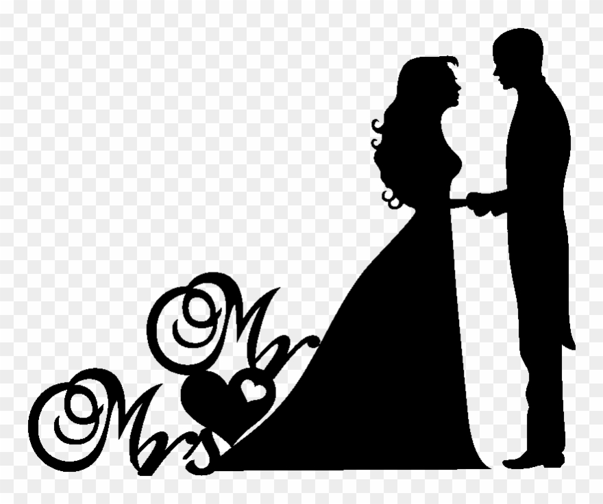 Wedding Couple Clipart Png , Png Download - Mr & Mrs Silhouette Png Transparent Png