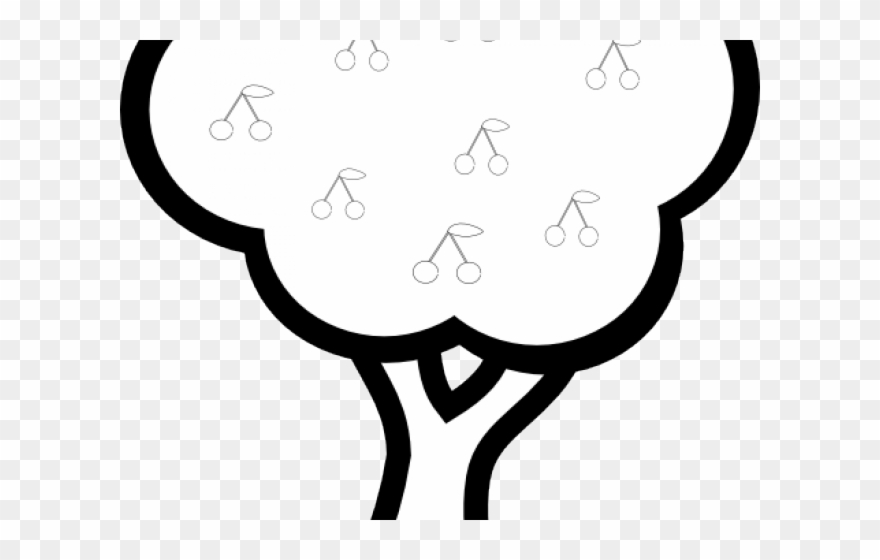Cherry Blossom Clipart Outline - Simple Line Drawing Tree - Png Download