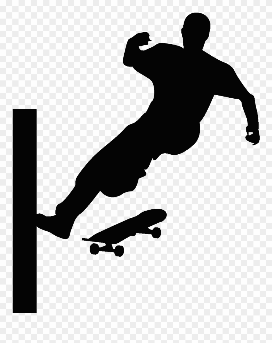 Sticker Silhouette Joueur De Skateboard Ambiance Sticker - Parkour Clip Art - Png Download