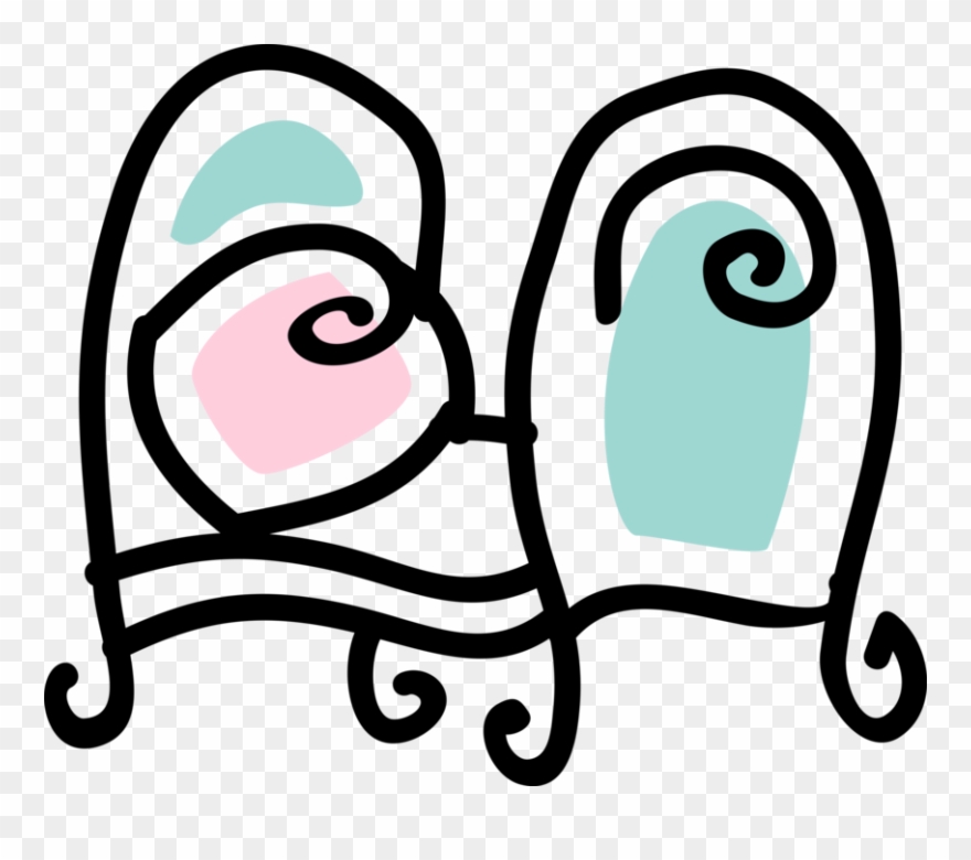 Vector Illustration Of Bedroom Furniture Bed Cushioned Clipart