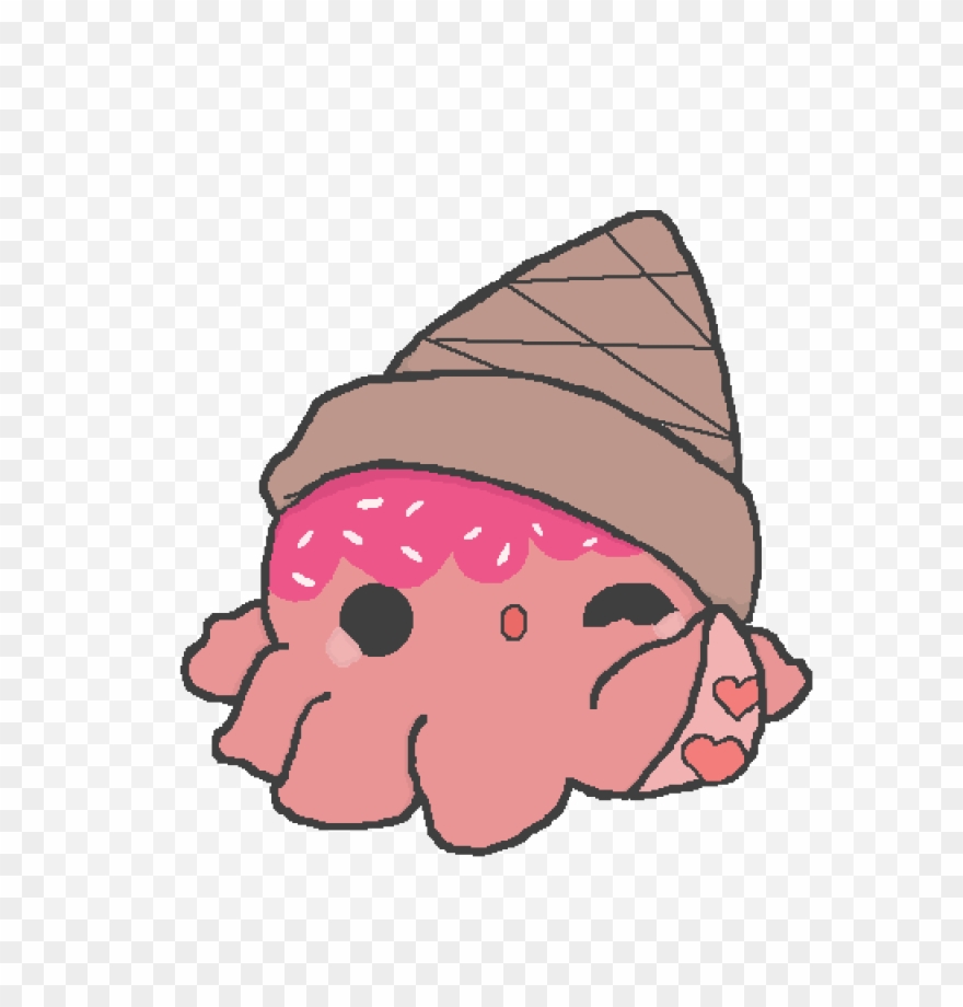 Kawaii Ice Cream Octopus - Kawaii Octopus Png Clipart