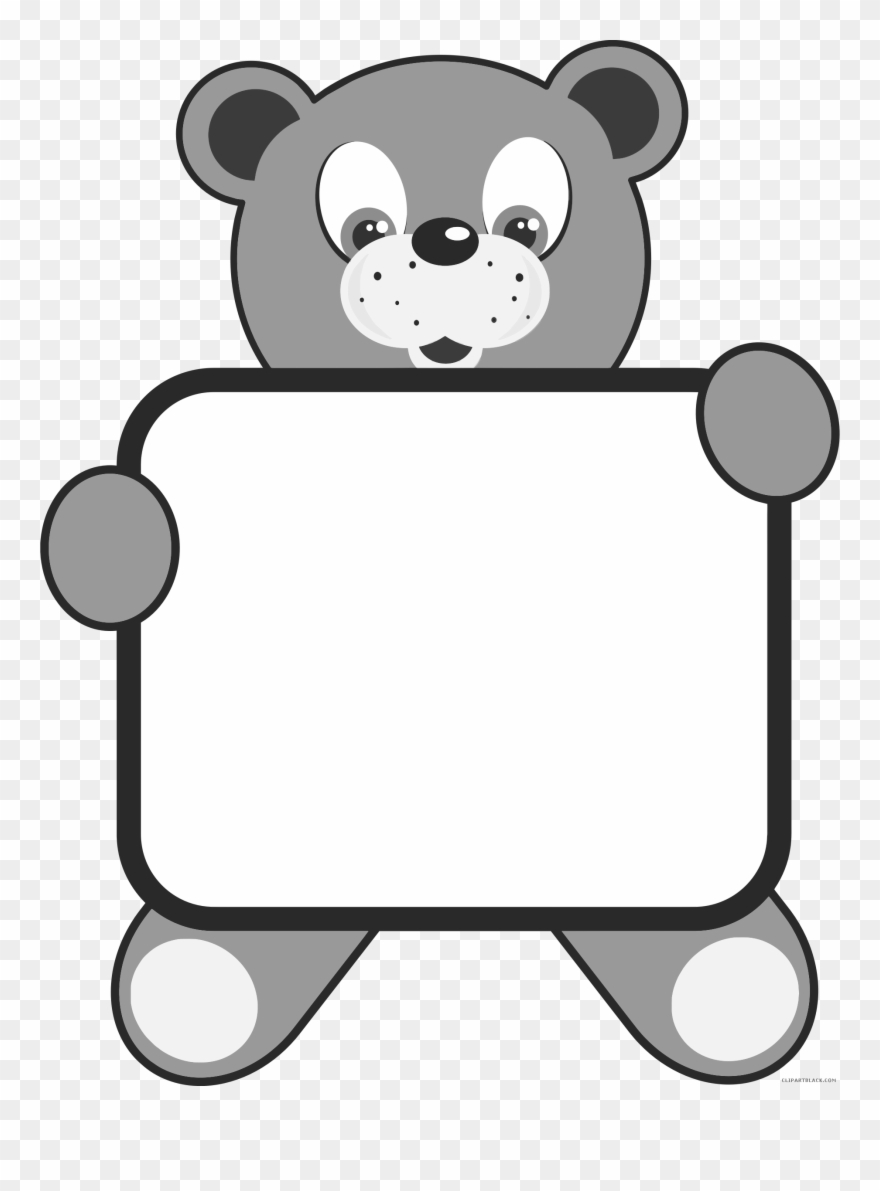 Teddy Bear Animal Free Black White Clipart Images Clipartblack - Cute 2018 Calendar October - Png Download
