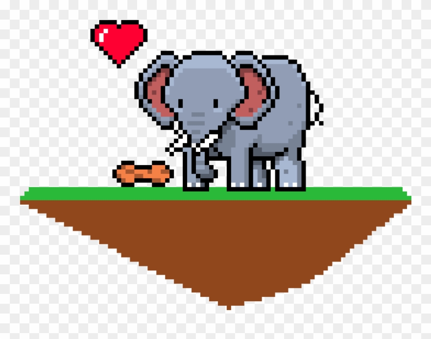 The Cute Elephant - Elephant Pixel Art Clipart