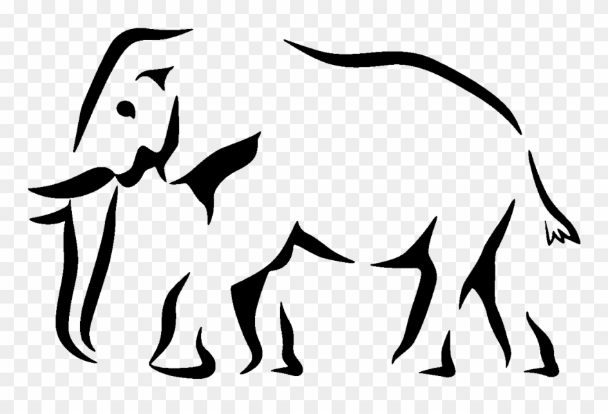 Elephant Silhouette Stencil - Elephant Dessin Stylisé Clipart