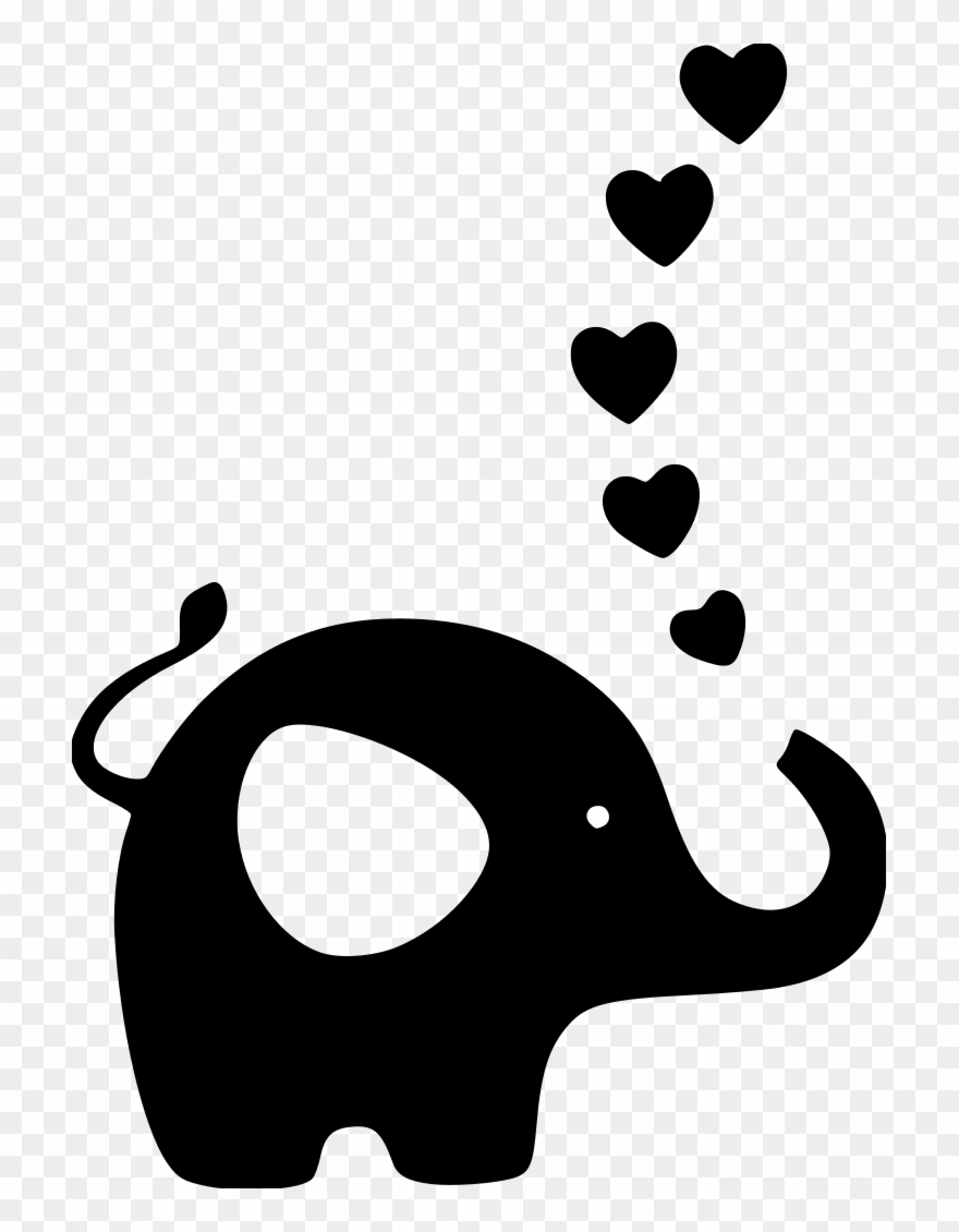 Elephant W Hearts File Size - Silhueta Elefante Infantil Clipart