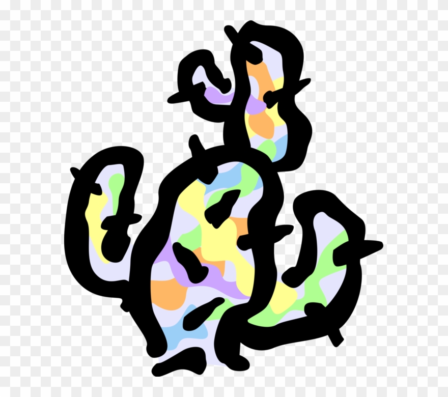 Vector Illustration Of Desert Vegetation Succulent - Illustration Clipart